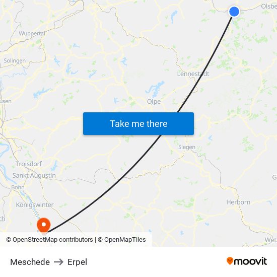 Meschede to Erpel map