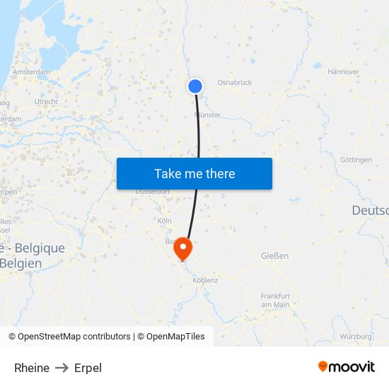 Rheine to Erpel map