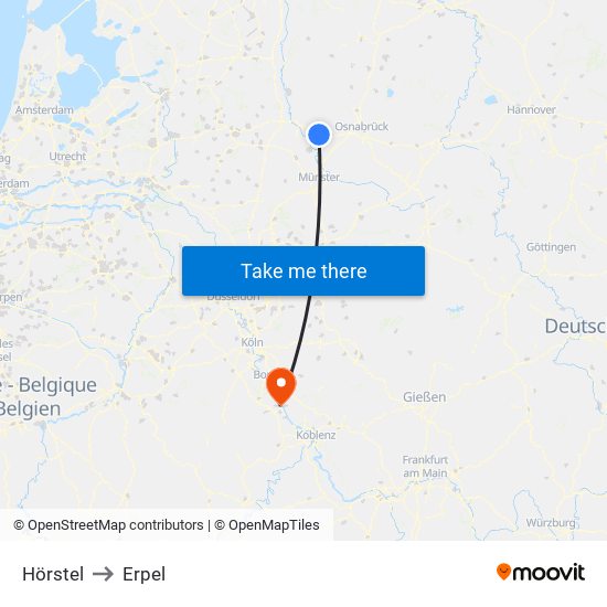 Hörstel to Erpel map