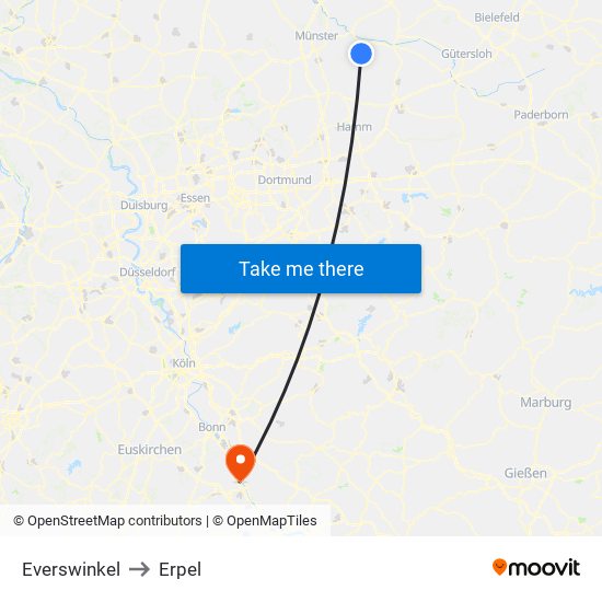 Everswinkel to Erpel map