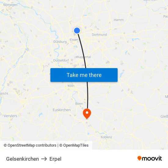 Gelsenkirchen to Erpel map