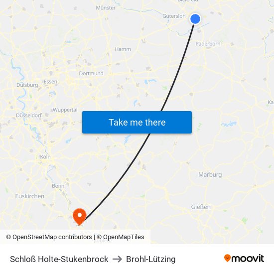 Schloß Holte-Stukenbrock to Brohl-Lützing map