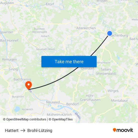 Hattert to Brohl-Lützing map