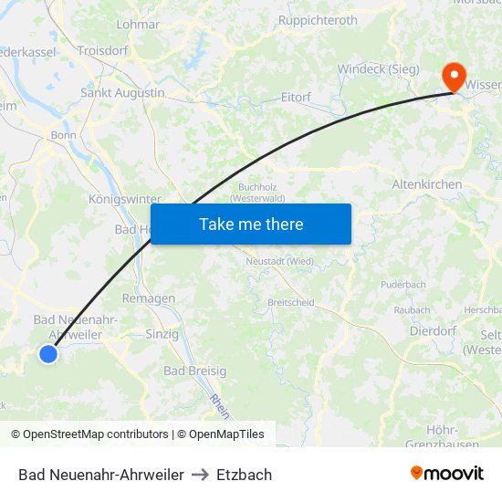 Bad Neuenahr-Ahrweiler to Etzbach map