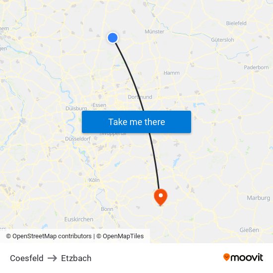 Coesfeld to Etzbach map