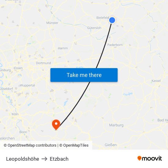 Leopoldshöhe to Etzbach map