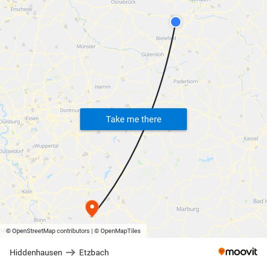 Hiddenhausen to Etzbach map