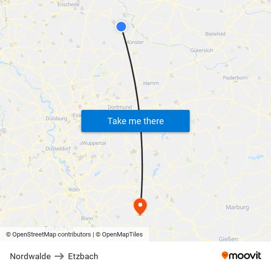 Nordwalde to Etzbach map