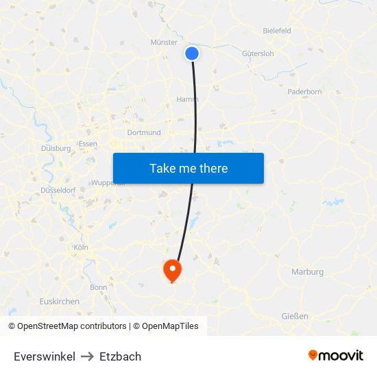 Everswinkel to Etzbach map