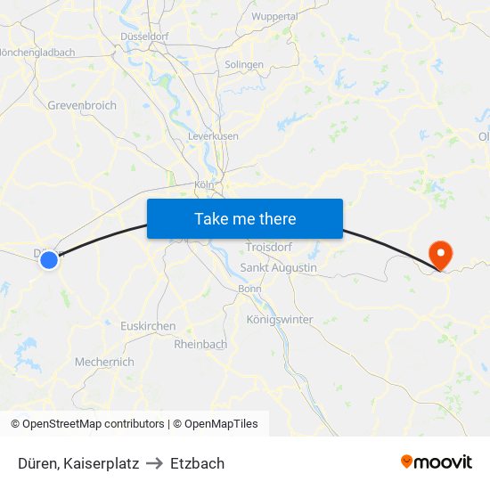 Düren, Kaiserplatz to Etzbach map