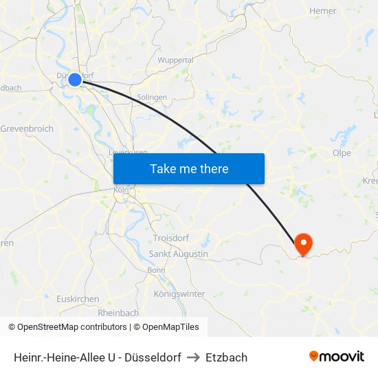 Heinr.-Heine-Allee U - Düsseldorf to Etzbach map