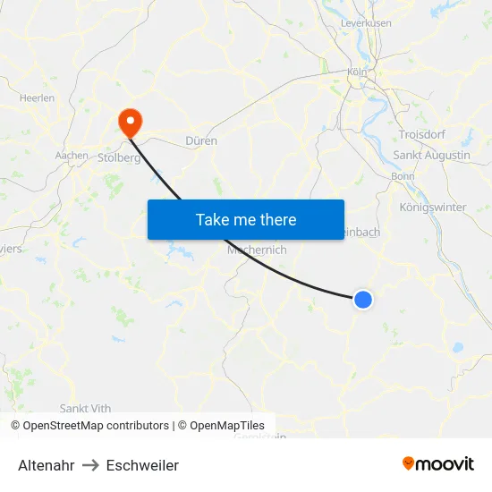 Altenahr to Eschweiler map