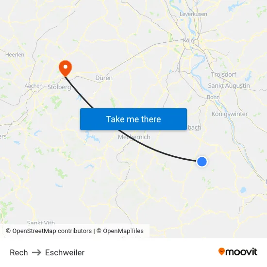 Rech to Eschweiler map