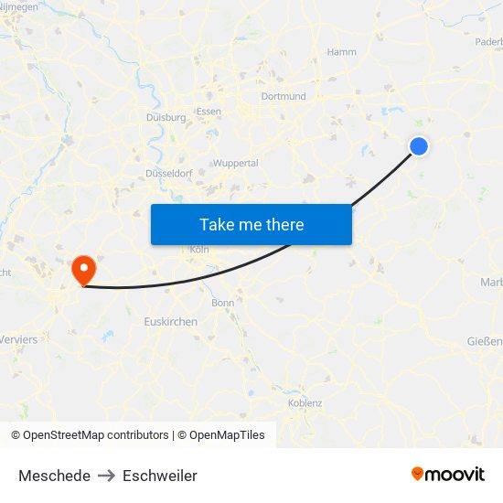 Meschede to Eschweiler map