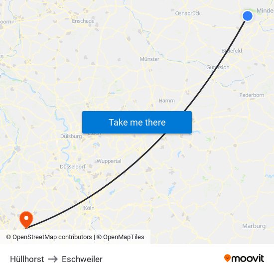 Hüllhorst to Eschweiler map