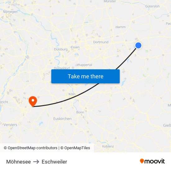 Möhnesee to Eschweiler map