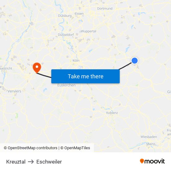 Kreuztal to Eschweiler map