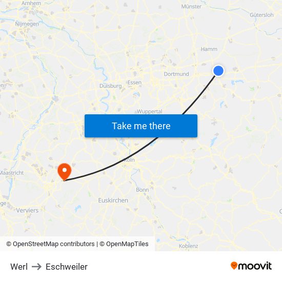 Werl to Eschweiler map