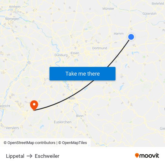 Lippetal to Eschweiler map