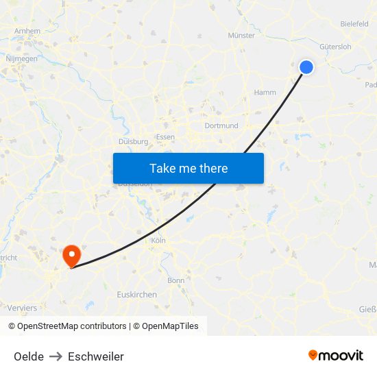 Oelde to Eschweiler map