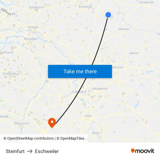 Steinfurt to Eschweiler map