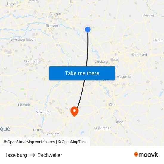 Isselburg to Eschweiler map