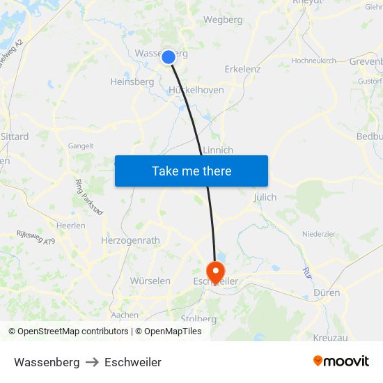 Wassenberg to Eschweiler map