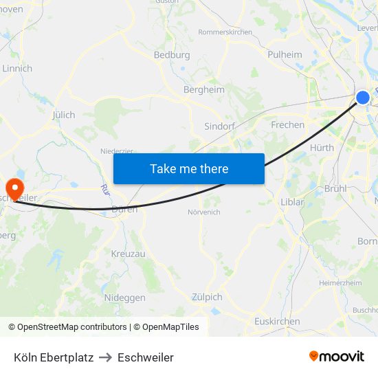 Köln Ebertplatz to Eschweiler map