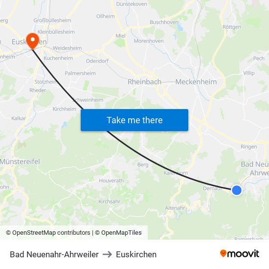 Bad Neuenahr-Ahrweiler to Euskirchen map