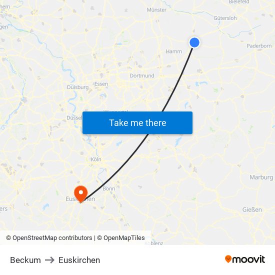 Beckum to Euskirchen map