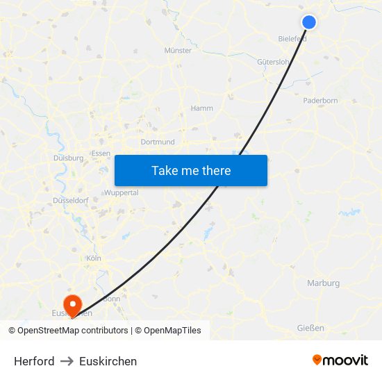 Herford to Euskirchen map