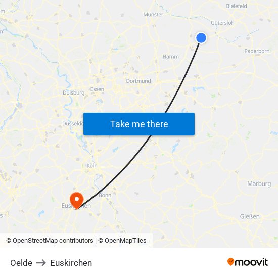 Oelde to Euskirchen map