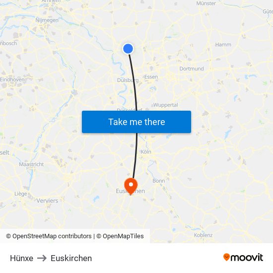 Hünxe to Euskirchen map