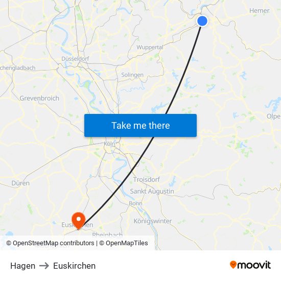Hagen to Euskirchen map