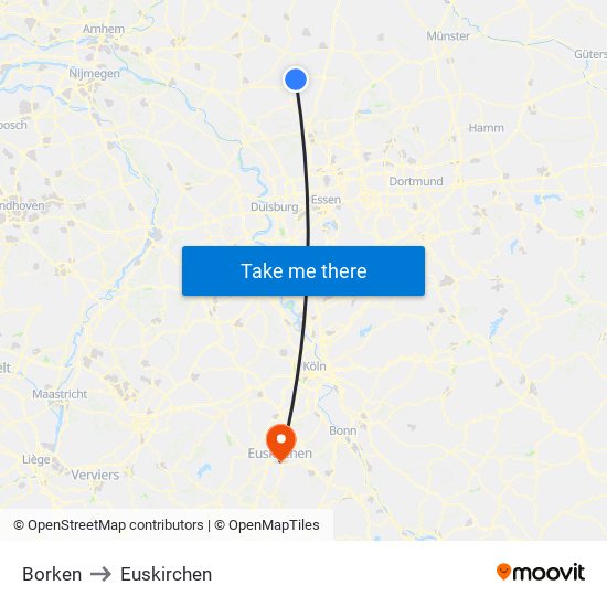 Borken to Euskirchen map