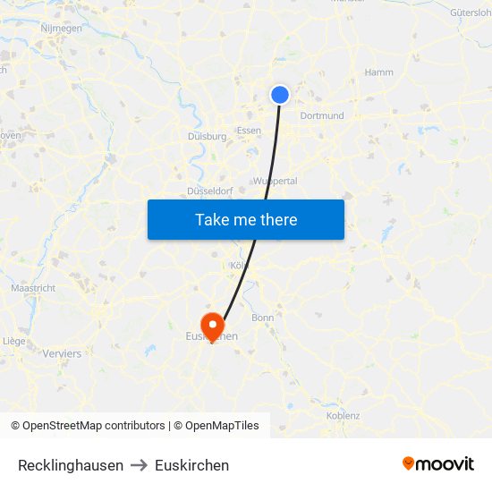 Recklinghausen to Euskirchen map