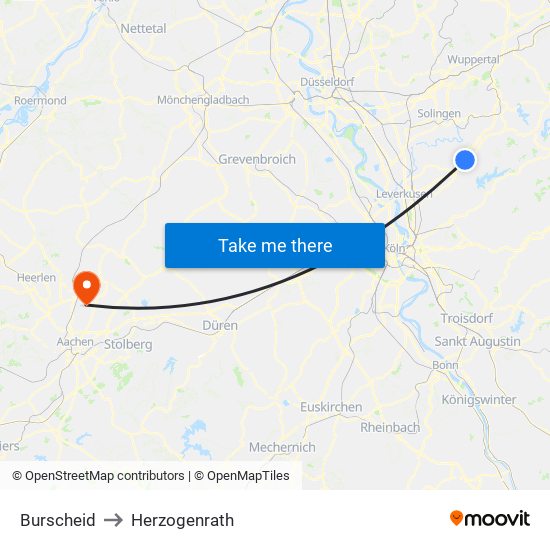 Burscheid to Herzogenrath map