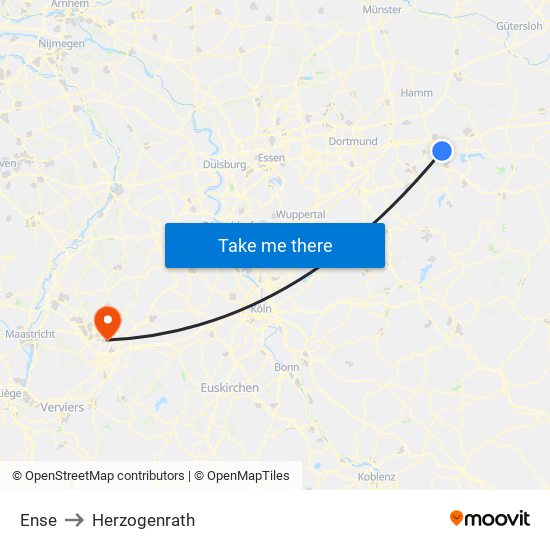 Ense to Herzogenrath map