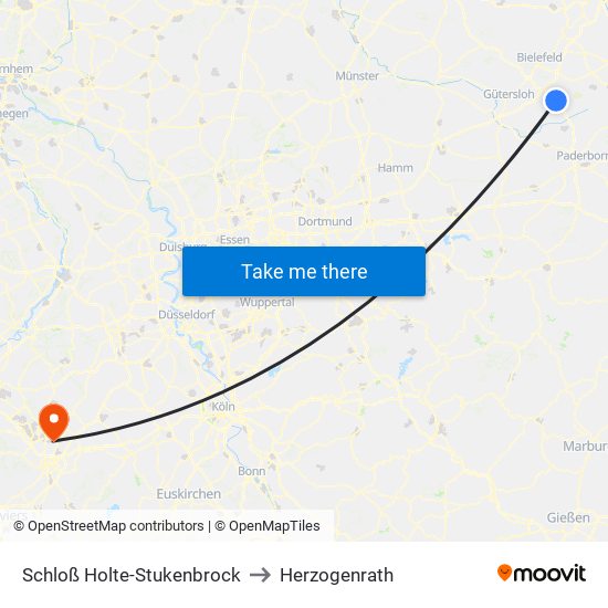 Schloß Holte-Stukenbrock to Herzogenrath map