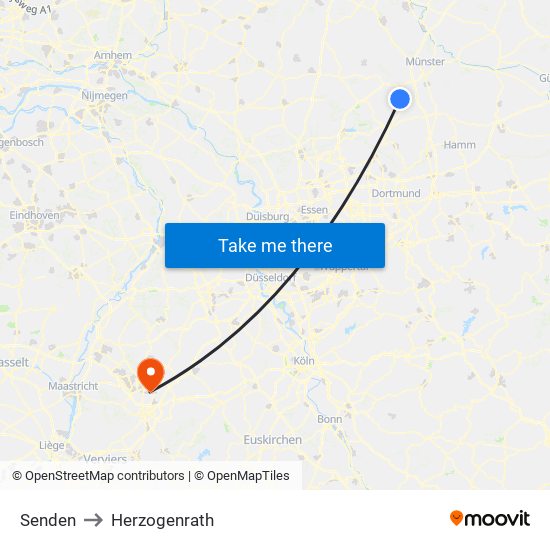 Senden to Herzogenrath map