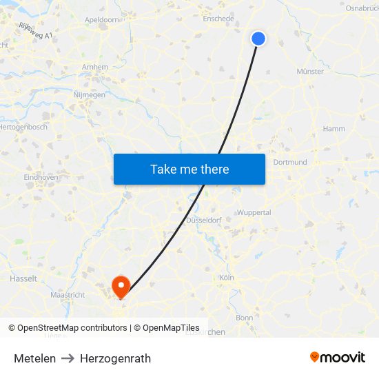 Metelen to Herzogenrath map