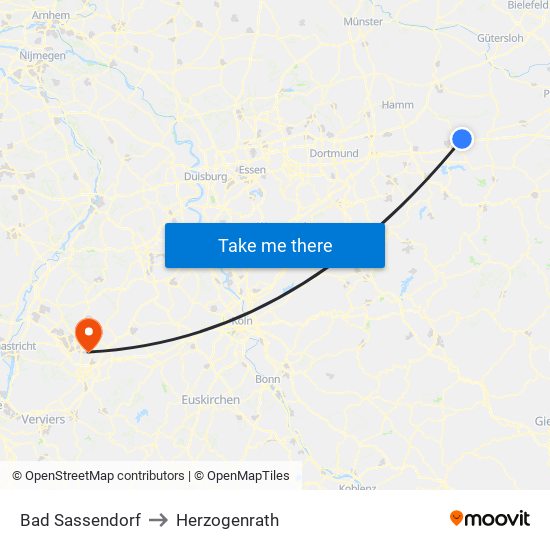 Bad Sassendorf to Herzogenrath map