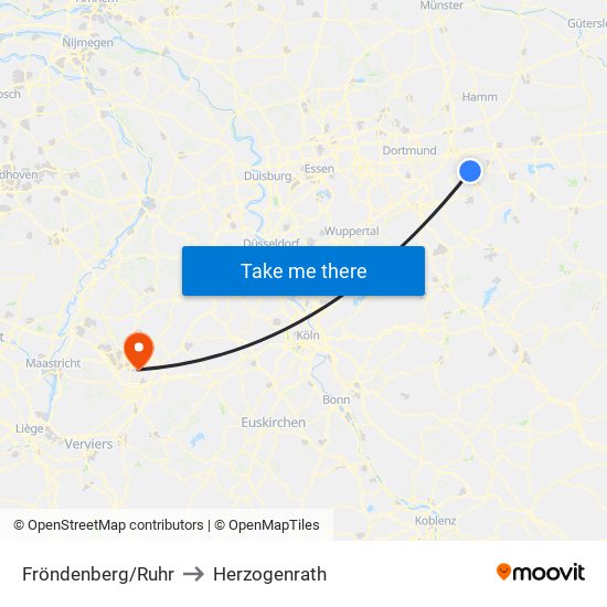 Fröndenberg/Ruhr to Herzogenrath map