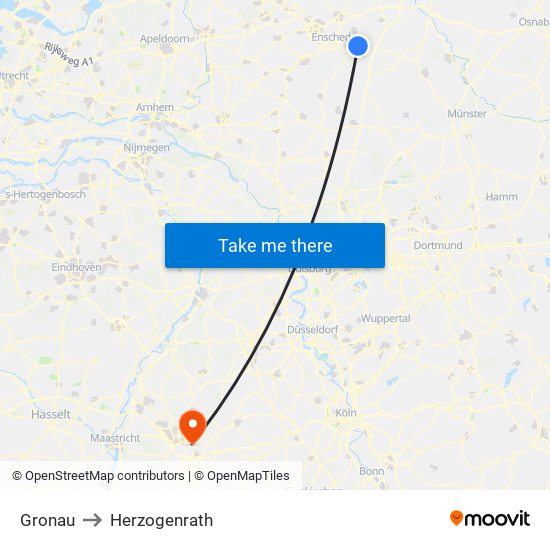 Gronau to Herzogenrath map