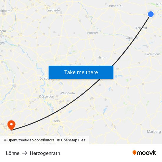 Löhne to Herzogenrath map