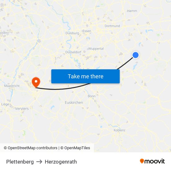 Plettenberg to Herzogenrath map