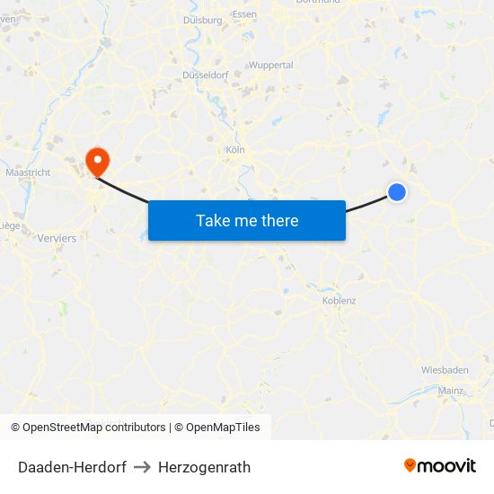 Daaden-Herdorf to Herzogenrath map