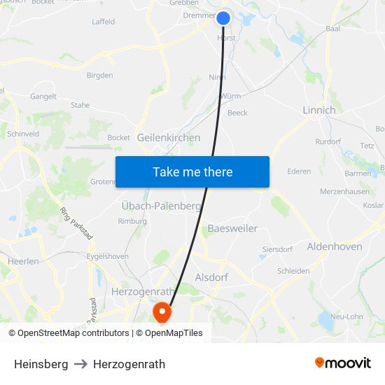 Heinsberg to Herzogenrath map