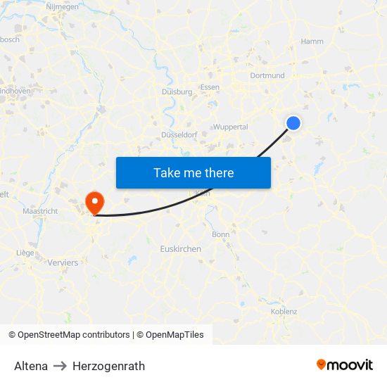Altena to Herzogenrath map