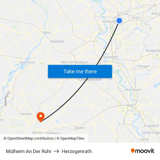 Mülheim An Der Ruhr to Herzogenrath map